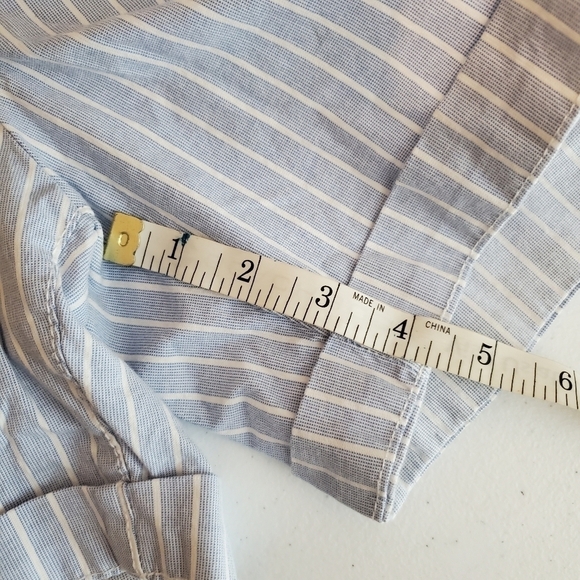 H&M Shorts Womens 6 Blue White Stripe  Cotton‎ Stretch Coastal Preppy Beach Cuff - Picture 7 of 11